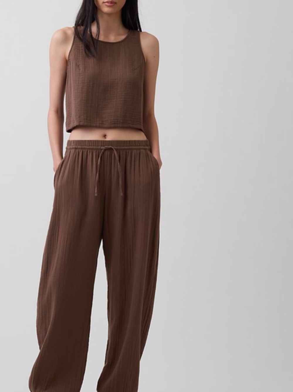 GAP Women's Brown Wide-Leg Drawstring Joggers